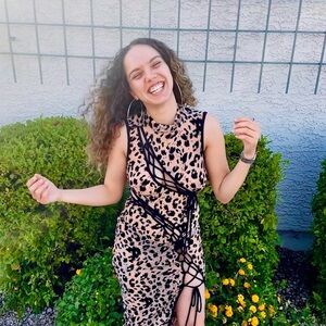 Fashion Nova Sheer Midi Dress Open Lace Size Small